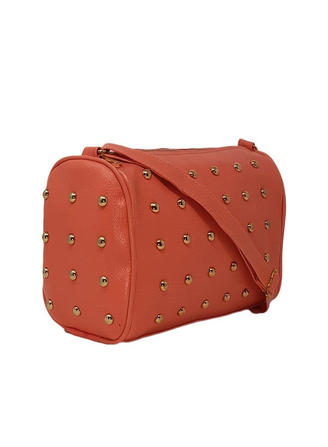 TYPIFY Women Studded Sling Bag (Orange) - Image 3